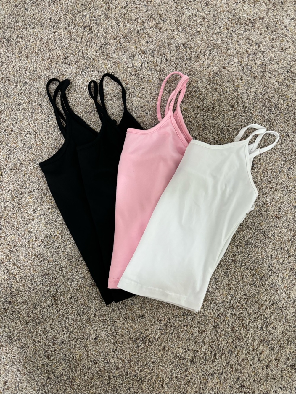 Women’s Tank Top Pack — Black, Pink & White Slim Cami